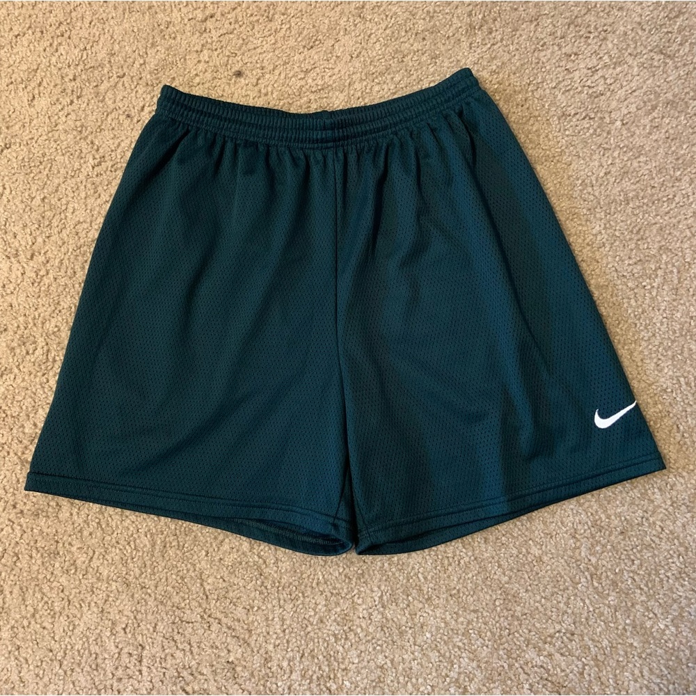 Vintage 90s Nike White Tag Mesh Shorts Swoosh Size XL Forest Green